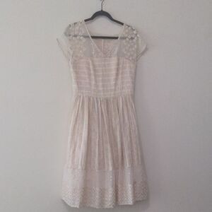 Anthropologie Moulinette Soeurs Cream V-Neck Midi Sundress